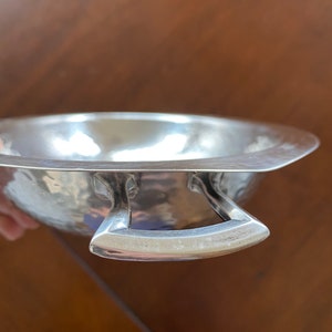 Vintage Hammered Silver Tray with Handles, Vintage Silver Dish, Vintage Silver Tray, Silver Decor, Catch-All-Dish image 5