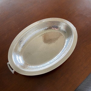 Vintage Hammered Silver Tray with Handles, Vintage Silver Dish, Vintage Silver Tray, Silver Decor, Catch-All-Dish image 3