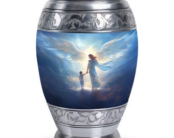 Angelic Guardian Large Cremation Urn for Adult Ashes Durable Cremation Urn for Ashes, Ideal for a Peaceful Memorial Elegant Urn for Ashes
