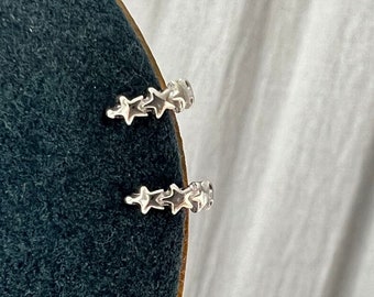 Ear Cuffs De Estrellas De Plata De Ley Chapada En Oro De 14 Quilates