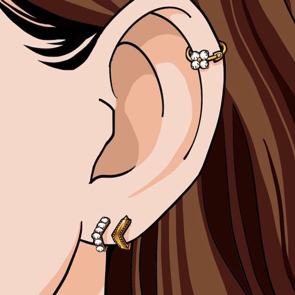 18K Gold Plated Sterling Silver 6mm Tiny Huggie Hoop Earrings set, for Cartilage or Earlobe, Earrings Sets for Multiple Piercings