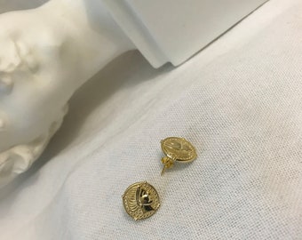 Boucles d'oreilles rondes en argent sterling plaqué or 14 carats