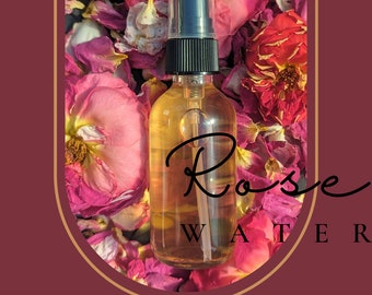 Rose Water in Glass Bottle | Rose Water Toner Mist | Homemade Rose Skincare, Haircare, Body | Gift for Her, Mom, Girlfriend, Wife, Sister