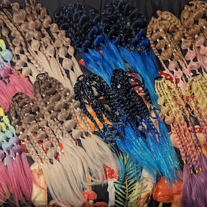 Custom Pigtail Braids | rave braids | festival braids | hair extensions | bubble braids | rave hair | festival hair | bohemian braids