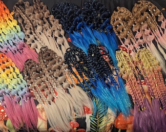 Custom Pigtail Braids | rave braids | festival braids | hair extensions | bubble braids | rave hair | festival hair | bohemian braids