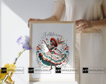 Mexican Folklorico PNG - Flamenco Dancer Clipart - Latina Art Digital Download - Hispanic Heritage T-Shirt Design File