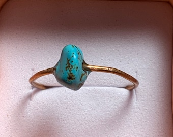 Copper band w/ genuine turquoise stone
