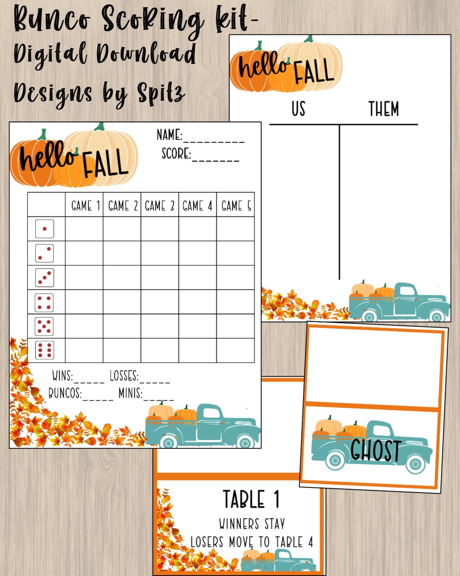 Fall Bunco Card Bunco Score Sheet September Bunco Fall Etsy