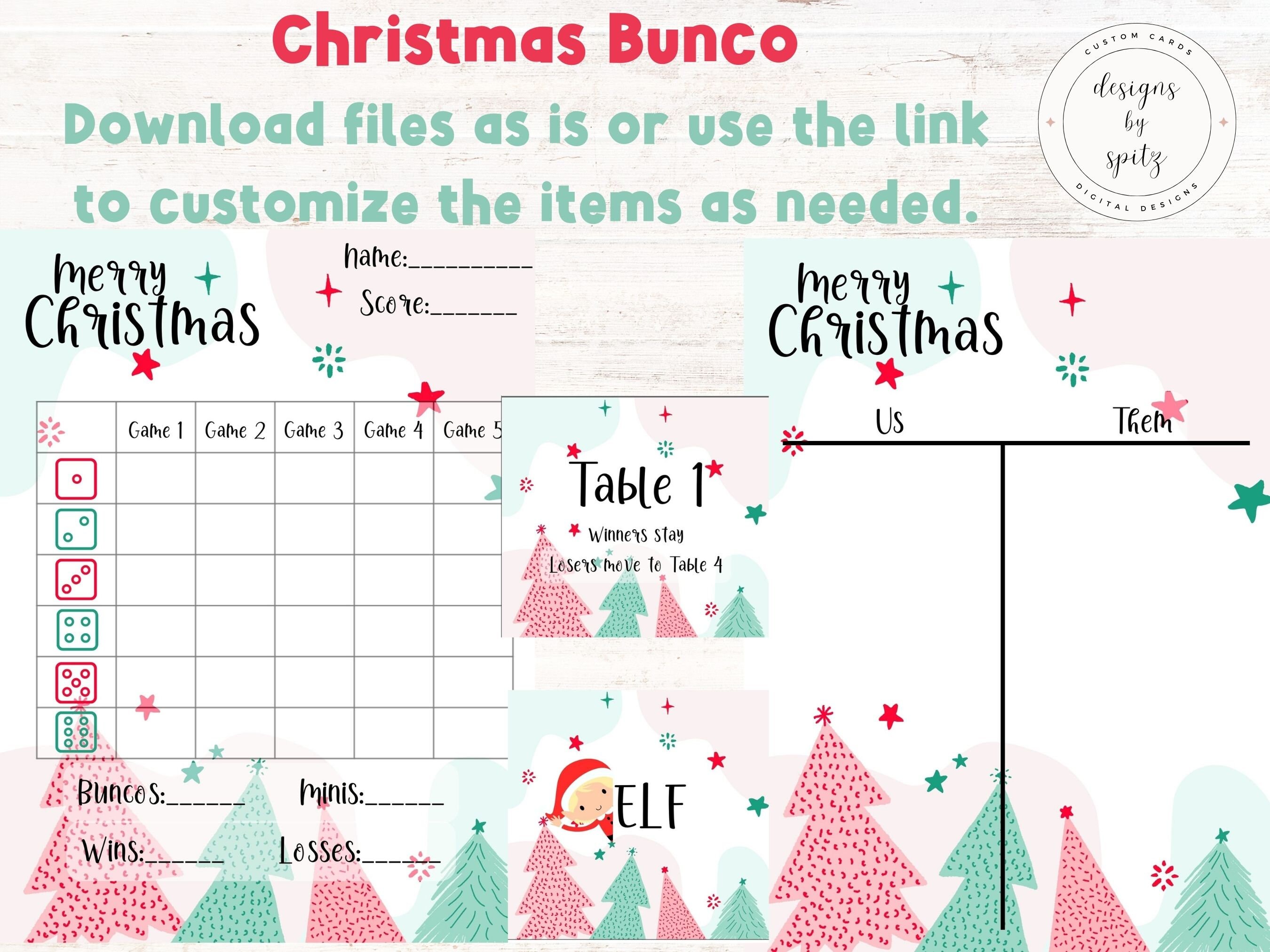 Christmas Bunco Card, Bunco Score Sheet, December Bunco, Winter ...