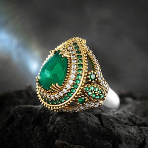 Hurrem sultan ring, Hurrem sultan emerald ring , Christmas Gift , 925 Sterling Silver