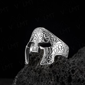 Ring voor mannen, Warrior Helm, Helmring, 925 Sterling Zilver, Turkse handgemaakte sieraden, Zilveren Ring