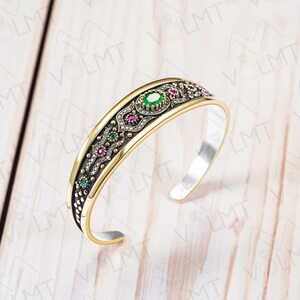 925 Sterling Silver , Hurrem Sultan Bracelet , Turkish Handmade Jeweley ,Turkish Bracelet , Emeral Bracelet ,Ottoman Style ,Otantic Bracelet