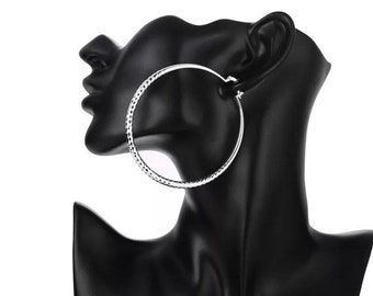 925 Sterling Silver Hoop Earrings , Prismatic Section, medium and large hoops, luxury earrings, Bestseller Hoops