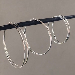 925 Sterling Silver  Large Hoop Earrings Lightweight 50mm- 60mm- 70mm- 80mm Oversized Silver Hoops