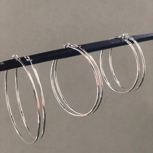 925 Sterling Silver Large Hoop Earrings Lightweight 50mm 60mm 70mm 80mm Oversized Silver Hoops imagem 5