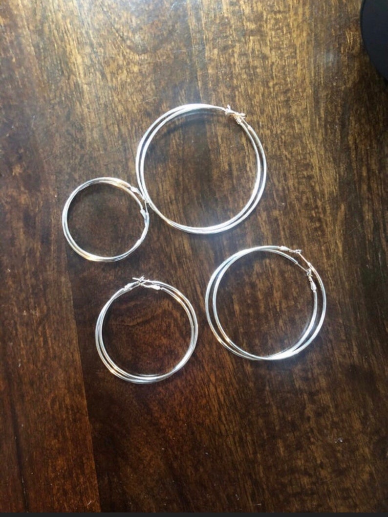 925 Sterling Silver Large Hoop Earrings Lightweight 50mm 60mm 70mm 80mm Oversized Silver Hoops imagem 3