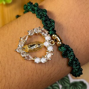 Hart Maagd Maria-armband/Virgencita pulsera - donker smaragdgroen