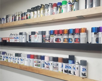 A5 Garage Storage Solutions Spray Paint Can Bottle Organizer-Use wasted wall space-4 Shelf wall kit-NEW LOWER PRICE Holds 124 Cans Premium