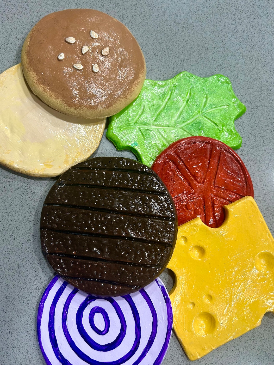 Ceramic Hamburger Coasters Etsy