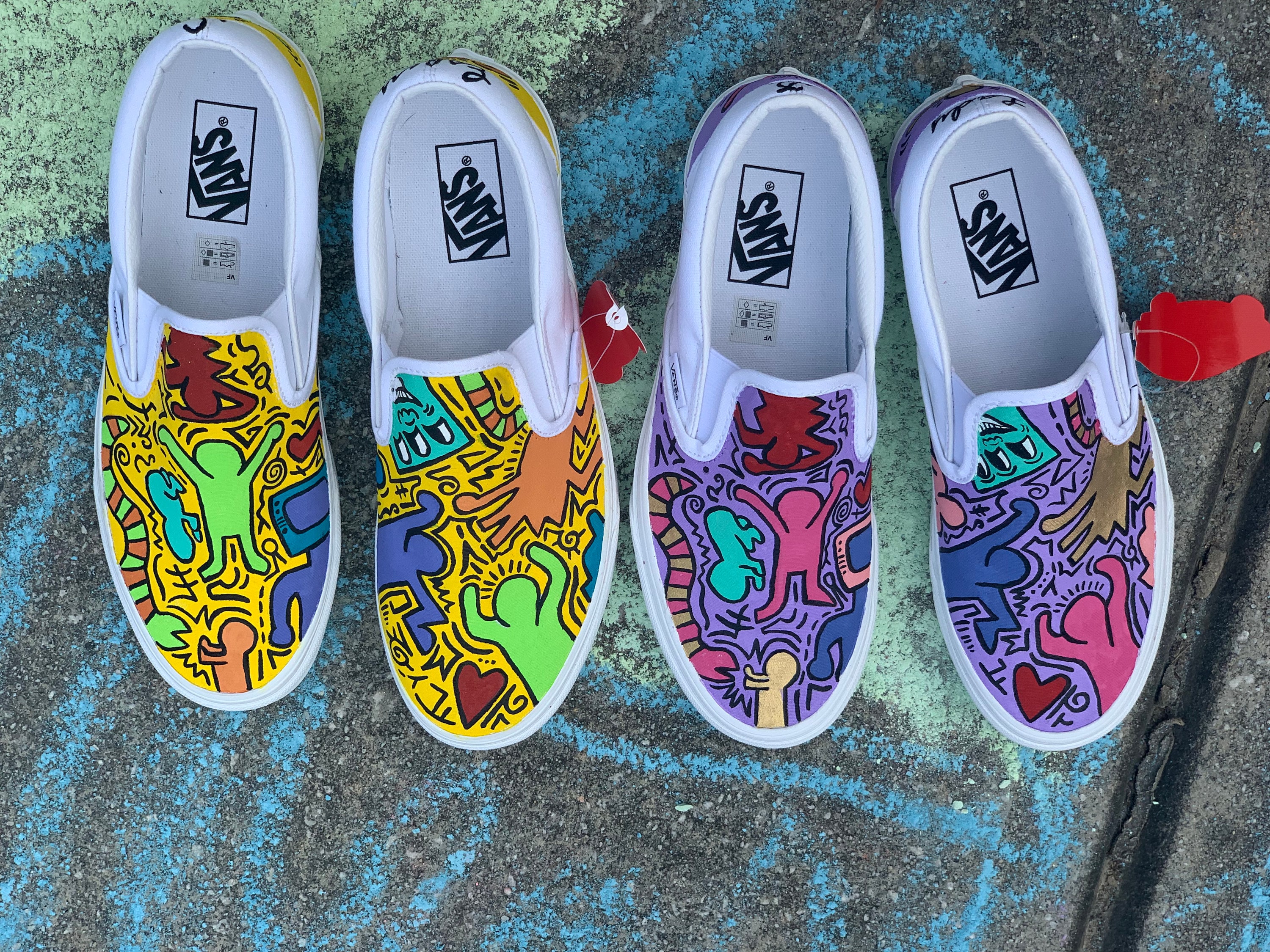 Custom hand painted slip ons featuring my flower bomb design Hand-painted Shoes – Tagged  main image 2