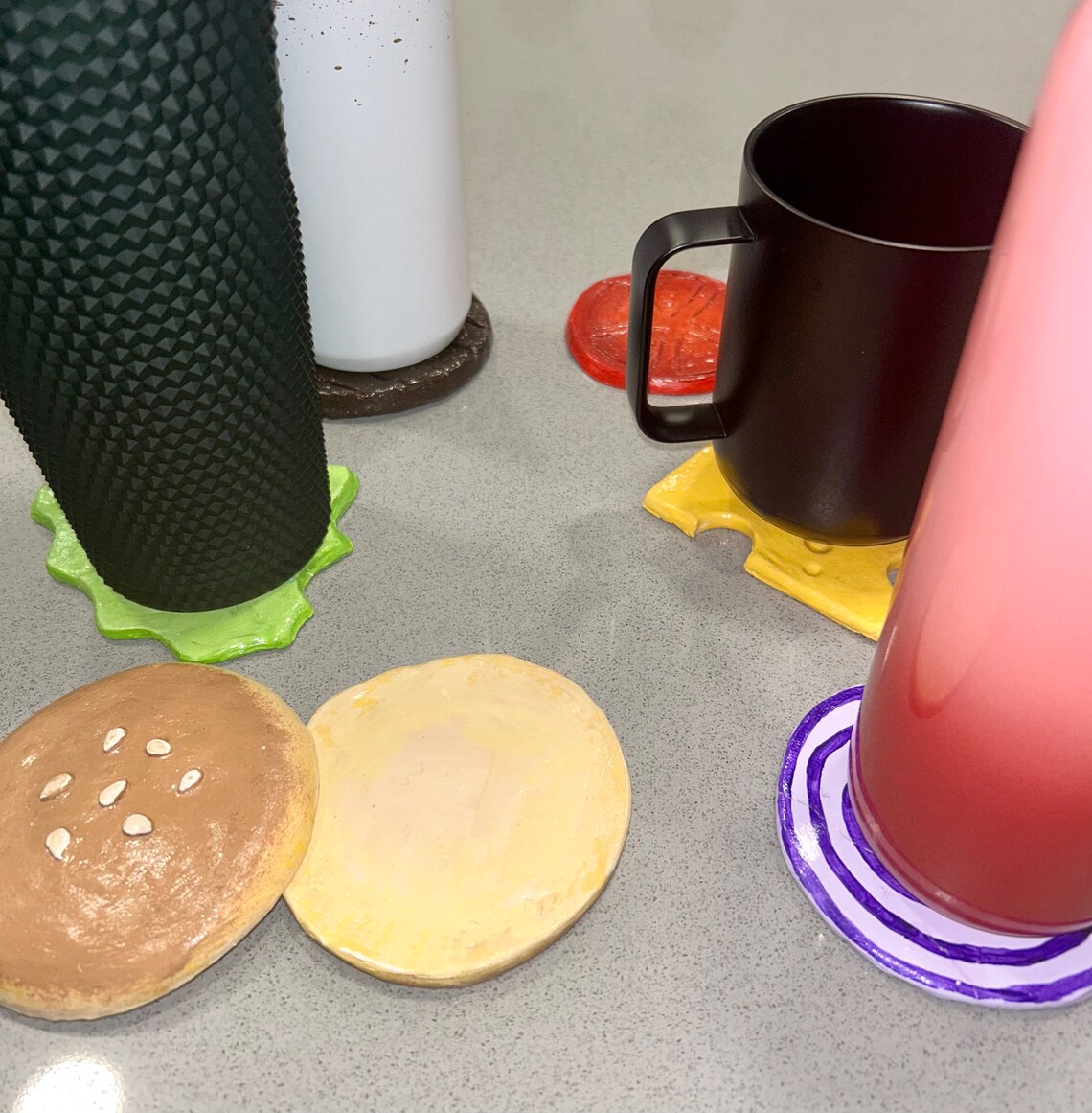 Ceramic Hamburger Coasters Etsy