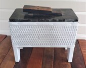 White Wicker Shoe Box Vintage Storage