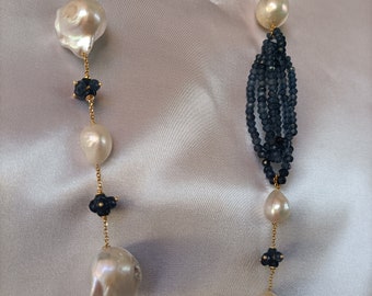 Multi-strand necklace with baroque pearls