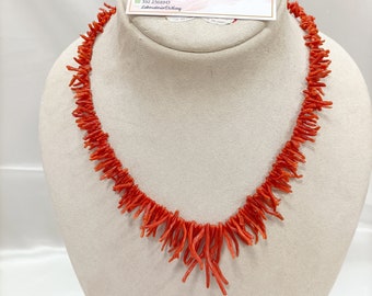 Natural coral necklace, coral choker, red coral necklace, necklace for her, gift for her, summer necklace, necklace with coral