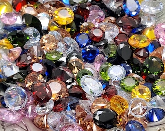 Multimix zirkonia, partij, 10-15 mm, (100 karaat, partij 15-20 stuks) Zirconia facet geslepen briljantgeslepen stenen groothandelpartij Sieraden maken van edelstenen.
