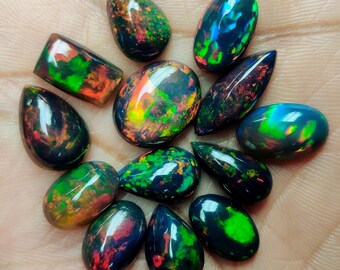 Ethiopian Black Opal multi fire cabochon Lot gemstone Lot AAA Top quality mix shape select variation Wholesale Lot jewelry making.