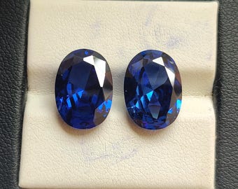 Ovaal zirkoon, 2 stuks, 10 x 14 mm, 12,40 crt, paar blauwe kleur ovaal geslepen gefacetteerde zirkoonsteen voor het maken van sieraden, edelsteen cadeau voor haar.