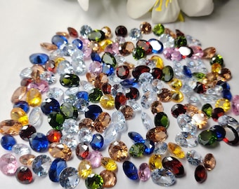 Veelkleurige mix zirkoon, partij edelsteen, partij: 10-15 mm zirkonia, facetmix, briljantgeslepen stenen, groothandelpartij, sieraden maken van edelstenen.