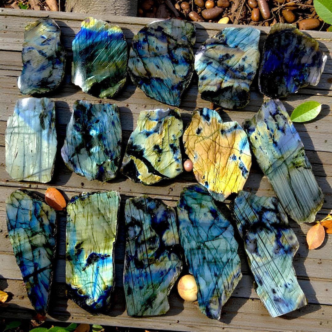 Multi Raw Slabs Labradorite Slice, 1.5