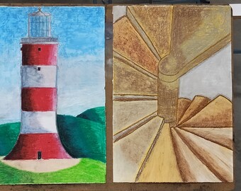 Smeaton's Tower Lighthouse - Exterior & Interior Diptych Art
