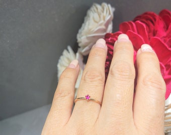 14k Solid Gold Custom Birthstone Skinny Ring Stacking Dainty Simple Minimalist Yellow Rose White Gold Women Jewelry Ruby Emerald Sapphire