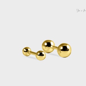 Perforación de bola de oro macizo de 14k, perforación de pernos diminutos individuales, tornillo de bola de cartílago de poste de oro delicado hacia atrás, pendiente único diario, pila de pendientes