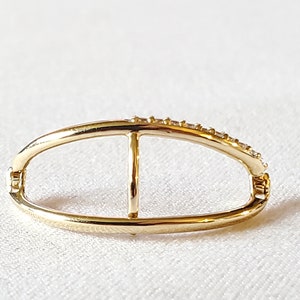 14k Solid Gold One Touch Wraparound Curved with CZ Tiny Studs for Women Piercing 6mm Post Cartilage Ball Yellow White Rose Gold