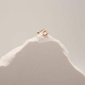 14k Solid Gold Double Ear Cuff Earring, Cuff Earring, Piercing Earring, Mini Balls Screw Back, Single Stud Earring, Minimalist Earrings