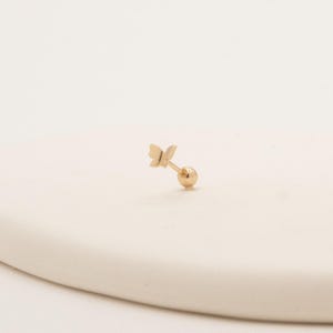 14k Solid Gold Butterfly Single Stud, Dainty Butterfly Earring, Minimal Everyday Gold Piercing, Gold Butterfly Stud Piercing, Daily Earring