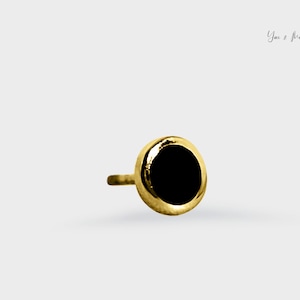14k Solid Gold Enclosed Round Circle Black Single Tiny Studs for Women Piercing 6mm Post Ball Screwback Yellow White Rose Gold