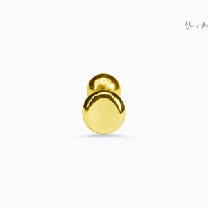 14k Massivgold flache runde Scheibe Ohrstecker, zierliche runde Scheibe Piercing, Minimal Gold Disc Ohrring, Alltags Gold Ohrstecker, kleine Scheibe Ohrring