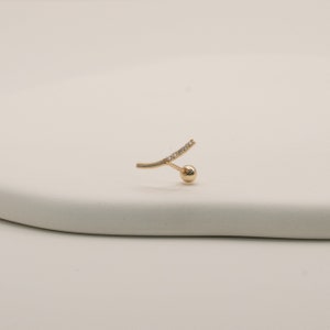 Aros con barra curva de oro macizo de 14 quilates y media circonita cúbica, aros perforantes, aros sencillos con cierre de rosca, aros minimalistas, aros diarios