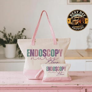 Custom Endoscopy Nurse Canvas Tote Bag, GI Lab Nurse Tote, Endoscopy Tech Gift Bag, Medical Work Tote
