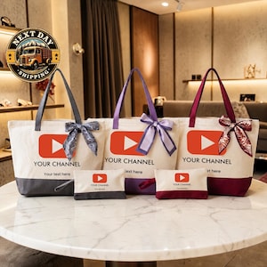 Custom YouTube Channel Tote Bag, Creator Gift Tote, Personalized Influencer Tote, Video Maker Bag