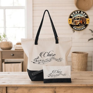 Custom Music Tote Bag: Personalized Name & Logo Design, Musician Gift