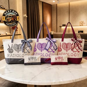 Radiology Canvas Tote Bag, Radiology Tech Work Tote, Medical Imaging Department Bag, X-Ray Tech Gift Tote