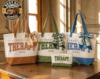Personalized Physical Therapist Tote Bag, PT Professional Gift, Rehabilitation Specialist Bag, Physiotherapy Work Tote
