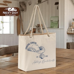 Custom Coastal Cowgirl Bachelorette Tote Bag: Western Bach Party Gift