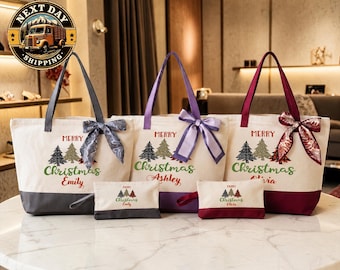 Custom Vintage Christmas Tote Bag, Personalized Retro Holiday Gift, Christmas Market Bag, Festive Shopping Tote