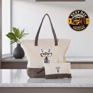 Lama Tote Bag, Funny Animal Lover Gift, Cute Alpaca Design Tote, Farm Animal Bag, Nature Lover Accessory